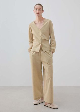 Mango Pigiama due pezzi quadri Vichy ocra - Donna - S - MANGO