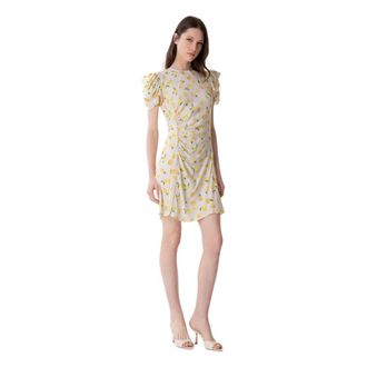 Mar De Margaritas Short Dresses, female, Beige, Size: L Karin - Abito Corto Con Drappeggio E Bottoncini In Crepe