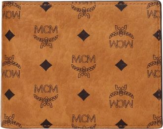 MCM Bruin Leren Portemonnee met Kaarthouder - Heren - Portefeuilles - Bruin - ONE Size - Leer - Accessoires