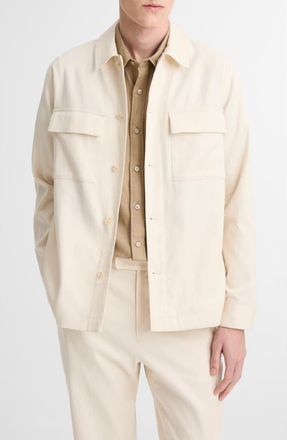 Vince Stretch Linen & Cotton Chore Coat in Bone at Nordstrom, Size Xx-Large