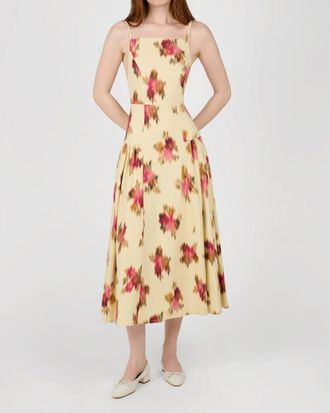 WeWoreWhat Blurred Floral Flare Panel Midi Dress in Sand Multi at Nordstrom, Size 10