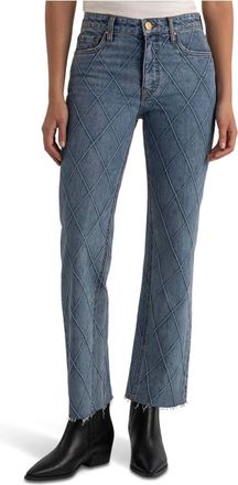 Kut from the Kloth Kelsey High-Rise Ankle Flare Abloom Diamond Pattern Jeans In Denim