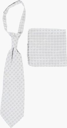 Nino Danieli Patterned Silk Ascot Tie with Matching Pocket Square size Unica