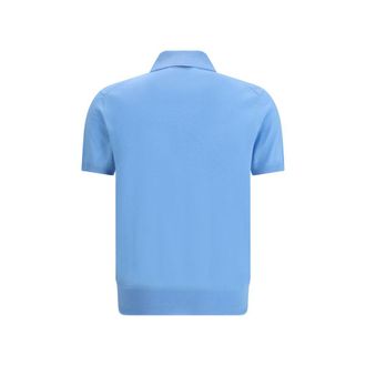 Tom Ford Mens Blue Cotton Polo Shirt