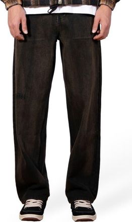 Pleasures Oil Baggy Wide Leg Jeans in Dark Brown at Nordstrom, Size 34