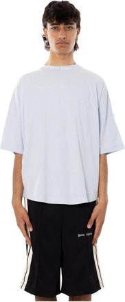 Palm Angels Classic Logo Oversize Tee - Heren - T-shirts - Blauw - S - Katoen - Tops