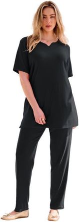 Roaman's Plus Size Soft Knit Tunic With Notch Neckline in Black at Nordstrom, Size 5X