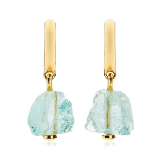Monica Vinader Gold Gemstone Huggie Earrings Aquamarine
