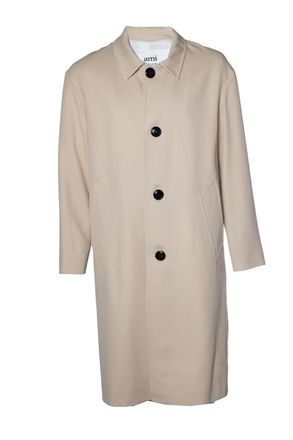 Ami beige overcoat with 2 slip pockets