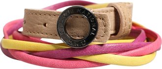 Costume National Womens Multicolor Twisted Leather Circle Buckle Belt Faux