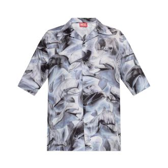 Diesel Short Sleeve Shirts, male, Multicolor, Size: S S-Brack Dolphin-Print Shirt