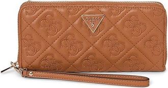 Guess Adelasia Large Zip Around Wallet Wallet Womens Handbags Caramel, Polyester/Polyurethane