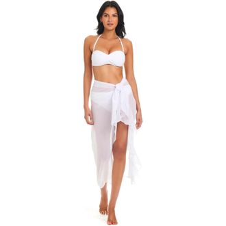 Bleu Rod Beattie Gypset Pareo Cover Up Womens White Sheer Swimwear FROG463