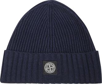 Stone Island Berretto Badge - unisex - Hoeden - Blauw - L - Wol - Accessoires