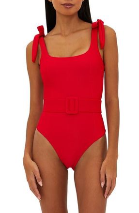 Beach Riot Sydney Belted One-Piece Swimsuit in Red at Nordstrom, Size X-Small