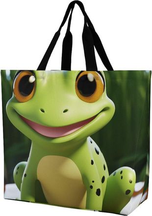 Generic Cute Frog Grocery Bag Durable Handbag Lightweight Handbags For Ladies Camping Beach
