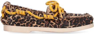 Golden Goose Brown Cruise Animal Print Leather Moccasins
