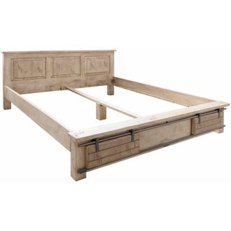 Massivmoebel24 RAILWAY 342 Letto matrimoniale in legno di mango - laccato / whitewash 180x200