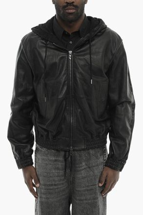 Diesel Leather And Denim Jacket L-OCHS With Hood Diesel
