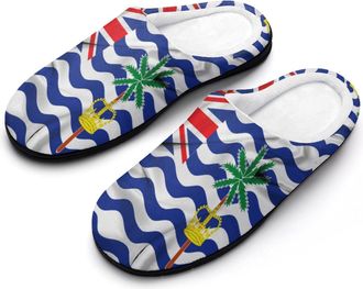 Generic Flag of British Indian Ocean Territory Funny Mens Cotton Slippers Soft Non-Slip Rubber Sole House Slipper Indoor Outdoor