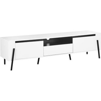 Beliani Beliani - tv Stand Metal Legs Cabinets Storage Drawer White Blackpool