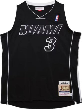 Mitchell & Ness Dwyane Wade Miami Heat Shirt - Heren - Fitness - Zwart - S - Polyester - Fitness