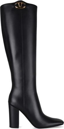Valentino Garavani VLogo The Bold Edition Boots - Dames - Laarzen met Hak - Zwart - 41 EU - Leer - Schoenen
