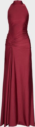 La Petite Robe Di Chiara Boni Draped Mock-Neck Column Gown