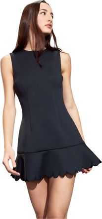 Cynthia Rowley Sleeveless Scallop Flounce Bonded Dress in Black at Nordstrom, Size 8