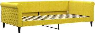 vidaXL Sof&aacute; Cama Sin Colch&oacute;n Terciopelo Amarillo 100x200 Cm Vidaxl
