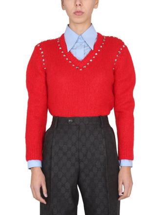 Gucci Red V Neck Sweater