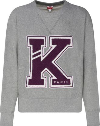 Kenzo Sweatshirt met Logo Patch Detail - Heren - Sweatshirts - Grijs - S - Katoen - Hoodies & sweatvesten