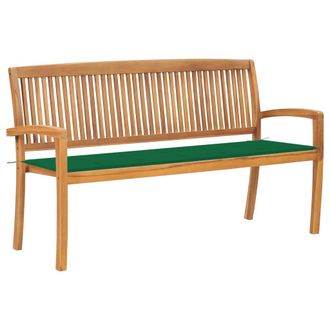 vidaXL Vidaxl - Banco De Jard&iacute;n Apilable Con Coj&iacute;n Madera Maciza Teca 159 Cm