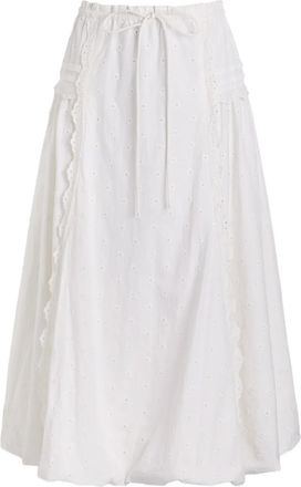 Damson Madder Gonna midi con ricamo - Bianco