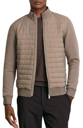 Reiss Freddie Mixed Media Jacket in Taupe Brown at Nordstrom, Size Xx-Large