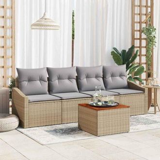 vidaXL Conjunto De Sof&aacute; De Jard&iacute;n 5 Pcs Beige, Gris Claro Vidaxl