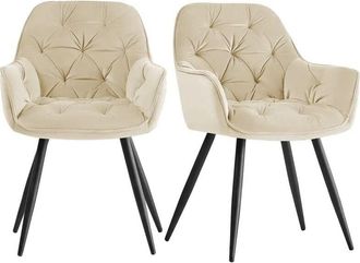 Ainpecca Dining Chairs Velvet Padded Seat Metal Legs Kitchen Chair Home Office(Beige,2PCS)