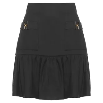 Elisabetta Franchi Short Skirts, female, Black, Size: XS Linen Blend Mini Skirt