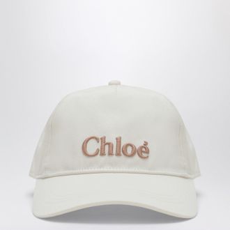 Chlo&eacute; Cappello da baseball bianco con ricamo logo
