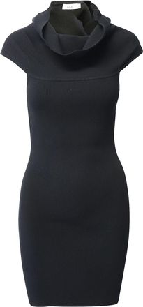 A.L.C. A. L.C Ribbed Knit Cowl Neck Body Con Dress in Black Viscose