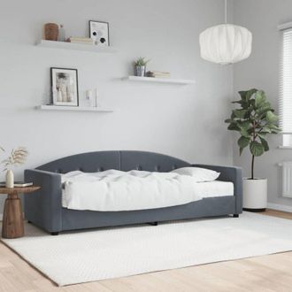 vidaXL Sof&aacute; Cama Con Colch&oacute;n Terciopelo Gris Oscuro 80x200 Cm Vidaxl