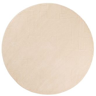 Nazar Rugs Alfombra redonda con motivo geom&eacute;trico en relieve - crema - d160 cm