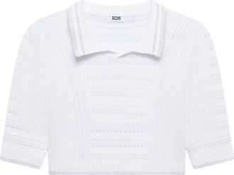 GCDS Tennis Crop Polo - Dames - Ronde hals truien - Wit - XS - Truien & Vesten