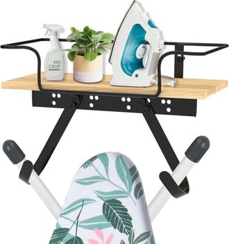 OEM Soporte De Pared Para Tabla De Planchar Con Cesta Grande Y Ganchos Resistentes. Soporte Para Plancha Y Tabla De Planchar En Lavander&iacute;a. Admite Plancha