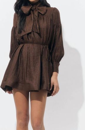 Adelyn Rae Daphne Bow Mini Dress In Chocolate Brown
