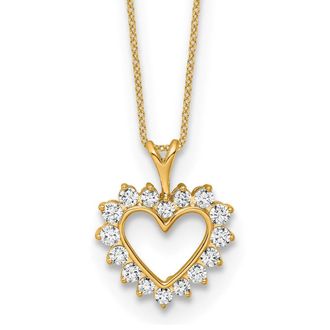 Diamond2Deal 14k Yellow Gold 1/2 Ct Lab Grown Diamond Heart Pendant Necklace 18 Clarity VS, Color G-H