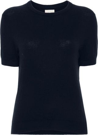 Khaite The Pierre Trui met Korte Mouwen - Dames - Cashmere truien - Blauw - S - Kasjmier - Truien & Vesten