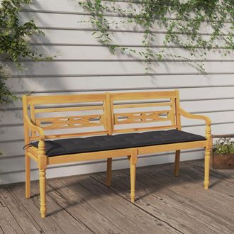 vidaXL Vidaxl - Banco Batavia Con Coj&iacute;n Antracita Madera Maciza De Teca 150 Cm