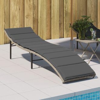 vidaXL Tumbona Con Coj&iacute;n Rat&aacute;n Sint&eacute;tico Gris Claro 55x199x50 Cm Vidaxl
