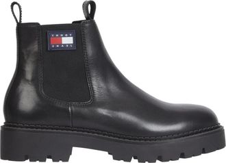 Tommy Jeans Heritage Branding Chelsea Boot - Heren - Chelseaboots - Zwart - 44 EU - Leer - Schoenen